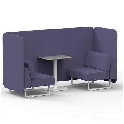 Brixworth 2 Seater Bench Booth With Table, White Legs, Grey Table With White Leg, Synergy Fabric, Order Panels And Sofa