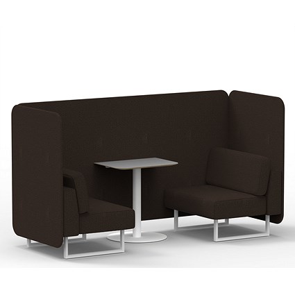 Brixworth 2 Seater Bench Booth With Table, White Legs, Grey Table With White Leg, Synergy Fabric, Wed Panels And Sofa