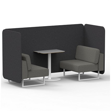 Brixworth 2 Seater Bench Booth With Table, White Legs, Grey Table With White Leg, X2 Fabric, Arithmetic Panels And Number Sofa