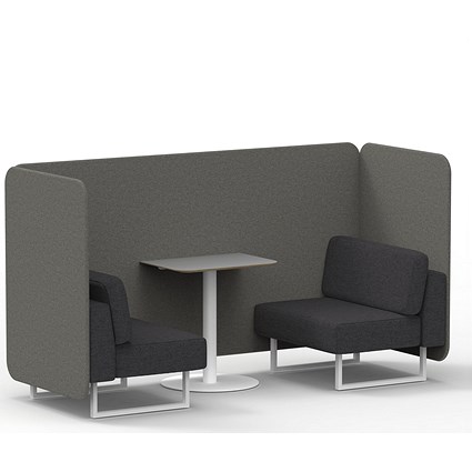 Brixworth 2 Seater Bench Booth With Table, White Legs, Grey Table With White Leg, X2 Fabric, Number Panels And Arithmetic Sofa