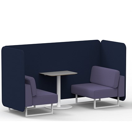 Brixworth 2 Seater Bench Booth With Table, White Legs, Grey Table With White Leg, Synergy Fabric, Alike Panels And Order Sofa
