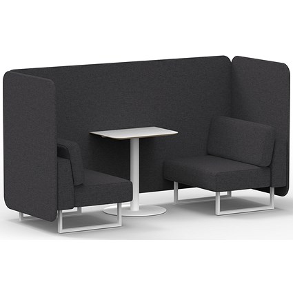 Brixworth 2 Seater Bench Booth With Table, White Legs, White Table, X2 Fabric, Arithmetic Panels And Sofa