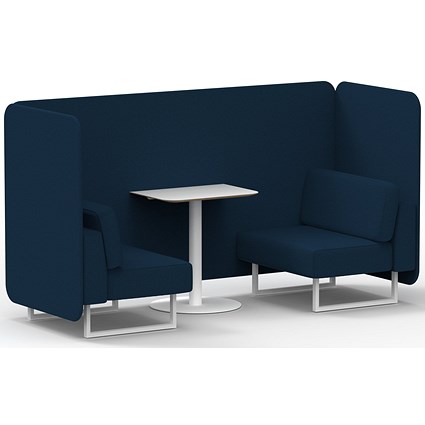 Brixworth 2 Seater Bench Booth With Table, White Legs, White Table, X2 Fabric, Calculus Panels And Sofa