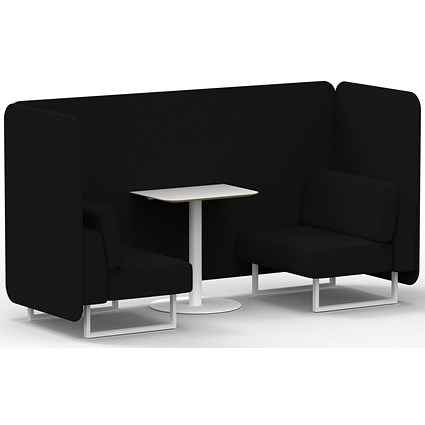 Brixworth 2 Seater Bench Booth With Table, White Legs, White Table, X2 Fabric, Diameter Panels And Sofa