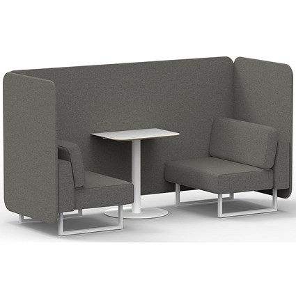 Brixworth 2 Seater Bench Booth With Table, White Legs, White Table, X2 Fabric, Number Panels And Sofa
