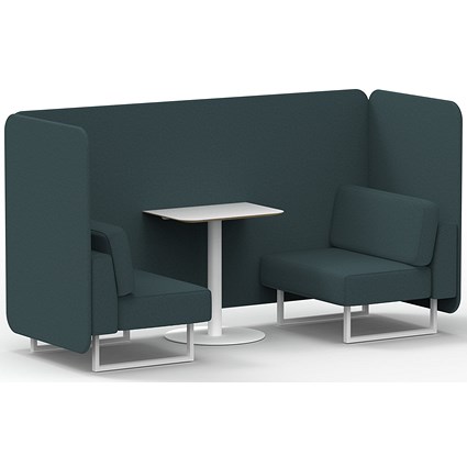 Brixworth 2 Seater Bench Booth With Table, White Legs, White Table, X2 Fabric, Polygon Panels And Sofa