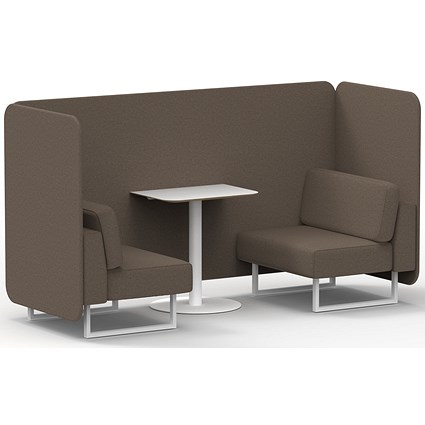 Brixworth 2 Seater Bench Booth With Table, White Legs, White Table, X2 Fabric, Theory Panels And Sofa