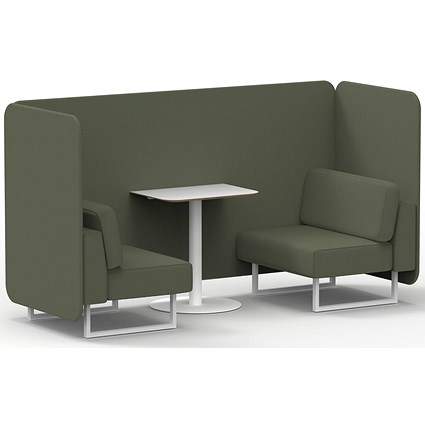 Brixworth 2 Seater Bench Booth With Table, White Legs, White Table, Main Line Flax Fabric, Monument Panels And Sofa