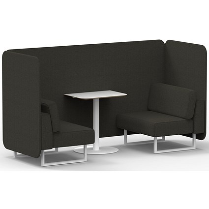 Brixworth 2 Seater Bench Booth With Table, White Legs, White Table, Main Line Flax Fabric, Temple Panels And Sofa
