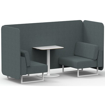 Brixworth 2 Seater Bench Booth With Table, White Legs, White Table, Main Line Flax Fabric, Westminster Panels And Sofa