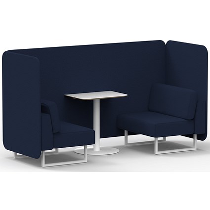 Brixworth 2 Seater Bench Booth With Table, White Legs, White Table, Synergy Fabric, Alike Panels And Sofa