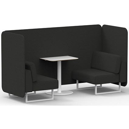 Brixworth 2 Seater Bench Booth With Table, White Legs, White Table, Synergy Fabric, Mix Panels And Sofa
