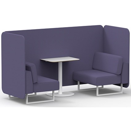 Brixworth 2 Seater Bench Booth With Table, White Legs, White Table, Synergy Fabric, Order Panels And Sofa