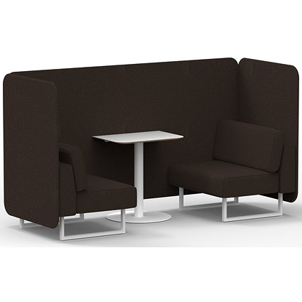 Brixworth 2 Seater Bench Booth With Table, White Legs, White Table, Synergy Fabric, Wed Panels And Sofa