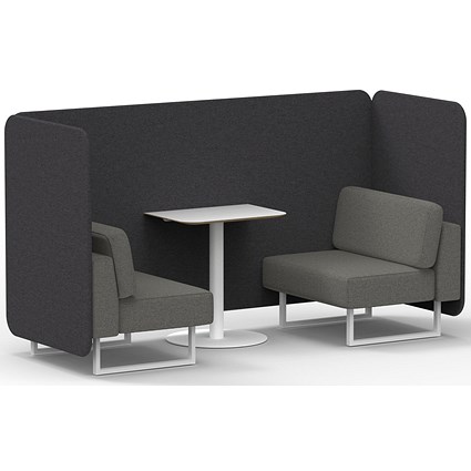 Brixworth 2 Seater Bench Booth With Table, White Legs, White Table, X2 Fabric, Arithmetic Panels And Number Sofa