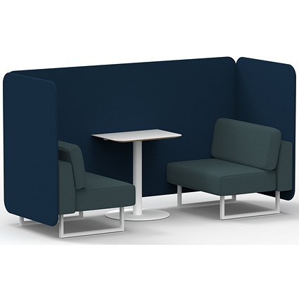 Brixworth 2 Seater Bench Booth With Table, White Legs, White Table, X2 Fabric, Calculus Panels And Polygon Sofa