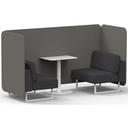 Brixworth 2 Seater Bench Booth With Table, White Legs, White Table, X2 Fabric, Number Panels And Arithmetic Sofa