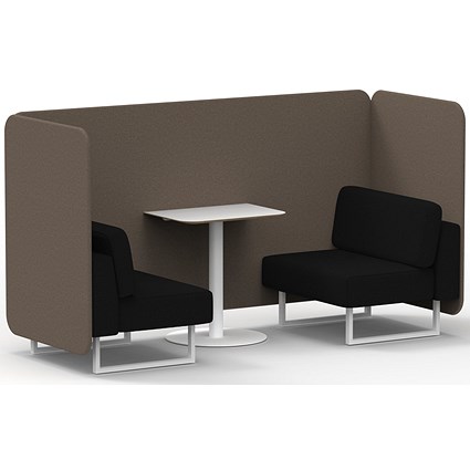 Brixworth 2 Seater Bench Booth With Table, White Legs, White Table, X2 Fabric, Theory Panels And Diameter Sofa