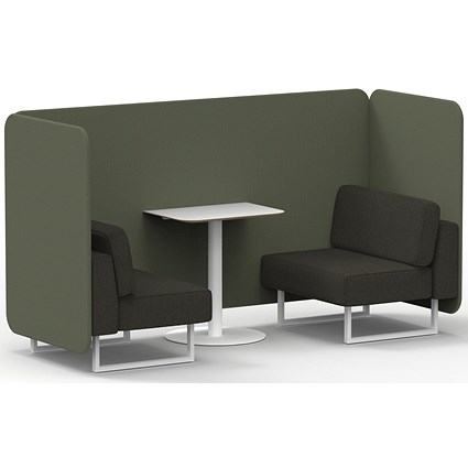 Brixworth 2 Seater Bench Booth With Table, White Legs, White Table, Main Line Flax Fabric, Monument Panels And Temple Sofa