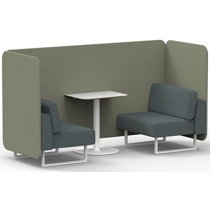 Brixworth 2 Seater Bench Booth With Table, White Legs, White Table, Main Line Flax Fabric, Newbury Panels And Westminster Sofa