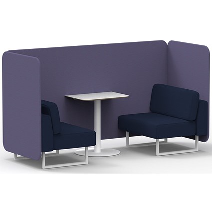Brixworth 2 Seater Bench Booth With Table, White Legs, White Table, Synergy Fabric, Order Panels And Alike Sofa
