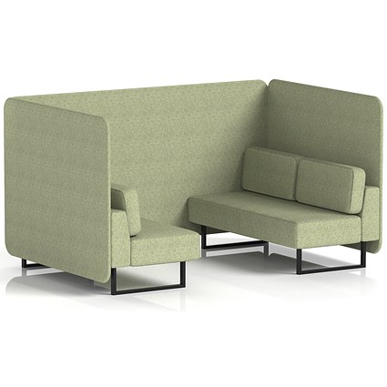 Brixworth 4 Seater Bench Booth, Black Legs, Rivet Fabric, Burnish Panels And Sofa