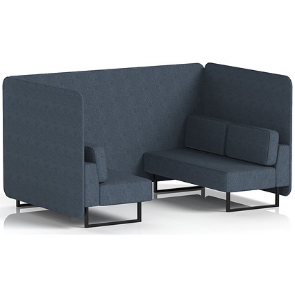 Brixworth 4 Seater Bench Booth, Black Legs, Rivet Fabric, Crucible Panels And Sofa