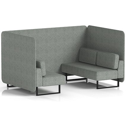Brixworth 4 Seater Bench Booth, Black Legs, Rivet Fabric, Prime Panels And Sofa