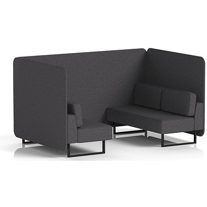 Brixworth 4 Seater Bench Booth, Black Legs, X2 Fabric, Arithmetic Panels And Sofa