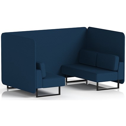 Brixworth 4 Seater Bench Booth, Black Legs, X2 Fabric, Calculus Panels And Sofa