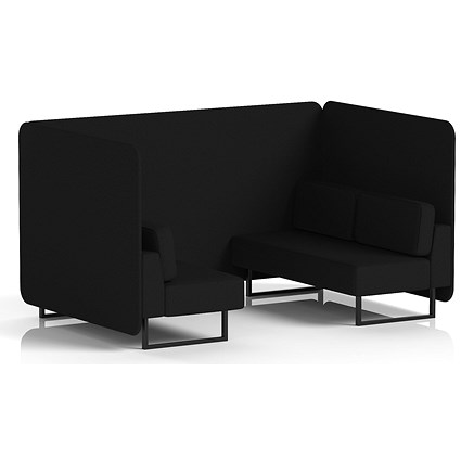 Brixworth 4 Seater Bench Booth, Black Legs, X2 Fabric, Diameter Panels And Sofa
