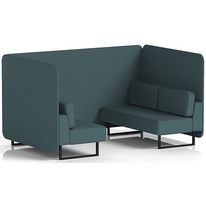 Brixworth 4 Seater Bench Booth, Black Legs, X2 Fabric, Polygon Panels And Sofa
