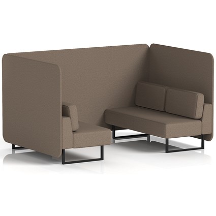 Brixworth 4 Seater Bench Booth, Black Legs, X2 Fabric, Theory Panels And Sofa