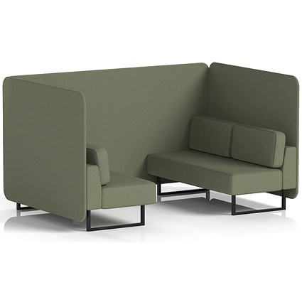 Brixworth 4 Seater Bench Booth, Black Legs, Main Line Flax Fabric, Monument Panels And Sofa
