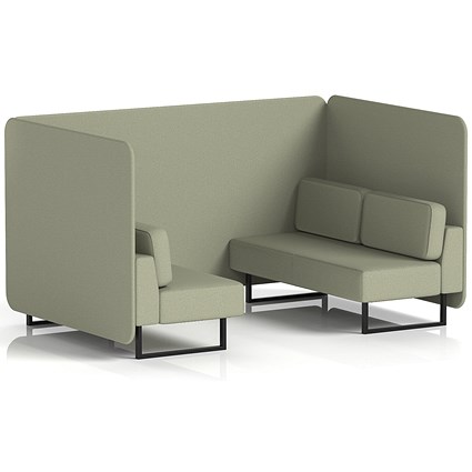 Brixworth 4 Seater Bench Booth, Black Legs, Main Line Flax Fabric, Newbury Panels And Sofa