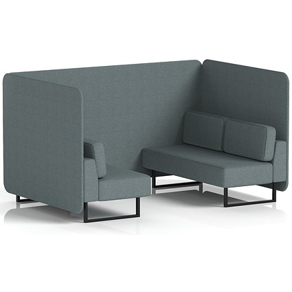 Brixworth 4 Seater Bench Booth, Black Legs, Main Line Flax Fabric, Westminster Panels And Sofa