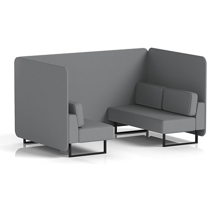 Brixworth 4 Seater Bench Booth, Black Legs, Synergy Fabric, Partner Panels And Sofa