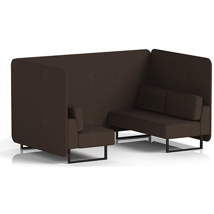 Brixworth 4 Seater Bench Booth, Black Legs, Synergy Fabric, Wed Panels And Sofa