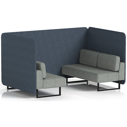 Brixworth 4 Seater Bench Booth, Black Legs, Rivet Fabric, Crucible Panels And Prime Sofa