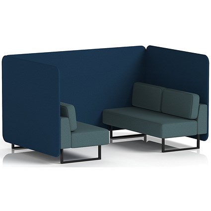 Brixworth 4 Seater Bench Booth, Black Legs, X2 Fabric, Calculus Panels And Polygon Sofa