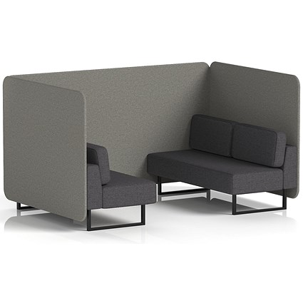 Brixworth 4 Seater Bench Booth, Black Legs, X2 Fabric, Number Panels And Arithmetic Sofa