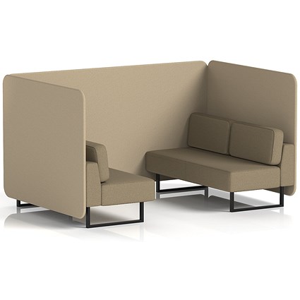 Brixworth 4 Seater Bench Booth, Black Legs, Main Line Flax Fabric, Upminster Panels And Bank Sofa