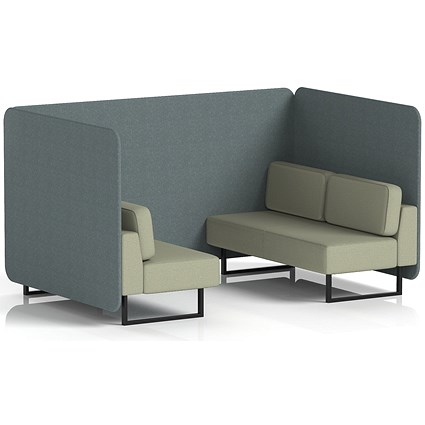 Brixworth 4 Seater Bench Booth, Black Legs, Main Line Flax Fabric, Westminster Panels And Newbury Sofa