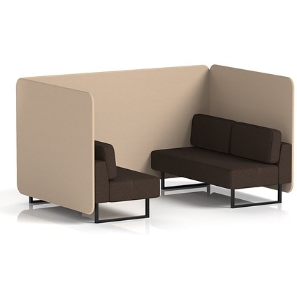 Brixworth 4 Seater Bench Booth, Black Legs, Synergy Fabric, Affix Panels And Wed Sofa