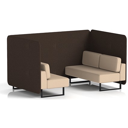 Brixworth 4 Seater Bench Booth, Black Legs, Synergy Fabric, Wed Panels And Affix Sofa