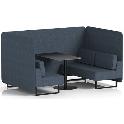 Brixworth 4 Seater Bench Booth With Table, Black Legs, Black Table, Rivet Fabric, Crucible Panels And Sofa