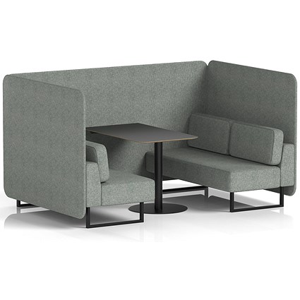 Brixworth 4 Seater Bench Booth With Table, Black Legs, Black Table, Rivet Fabric, Prime Panels And Sofa