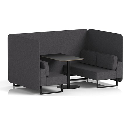 Brixworth 4 Seater Bench Booth With Table, Black Legs, Black Table, X2 Fabric, Arithmetic Panels And Sofa
