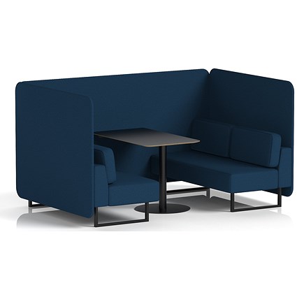 Brixworth 4 Seater Bench Booth With Table, Black Legs, Black Table, X2 Fabric, Calculus Panels And Sofa