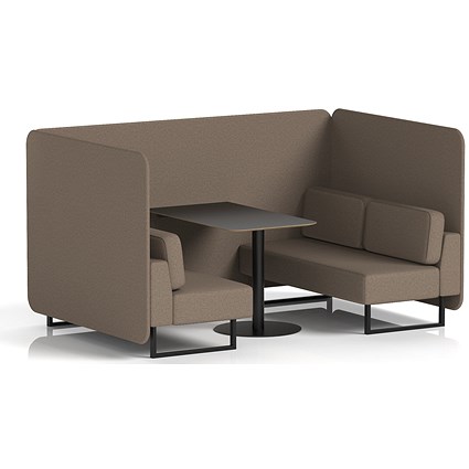 Brixworth 4 Seater Bench Booth With Table, Black Legs, Black Table, X2 Fabric, Theory Panels And Sofa